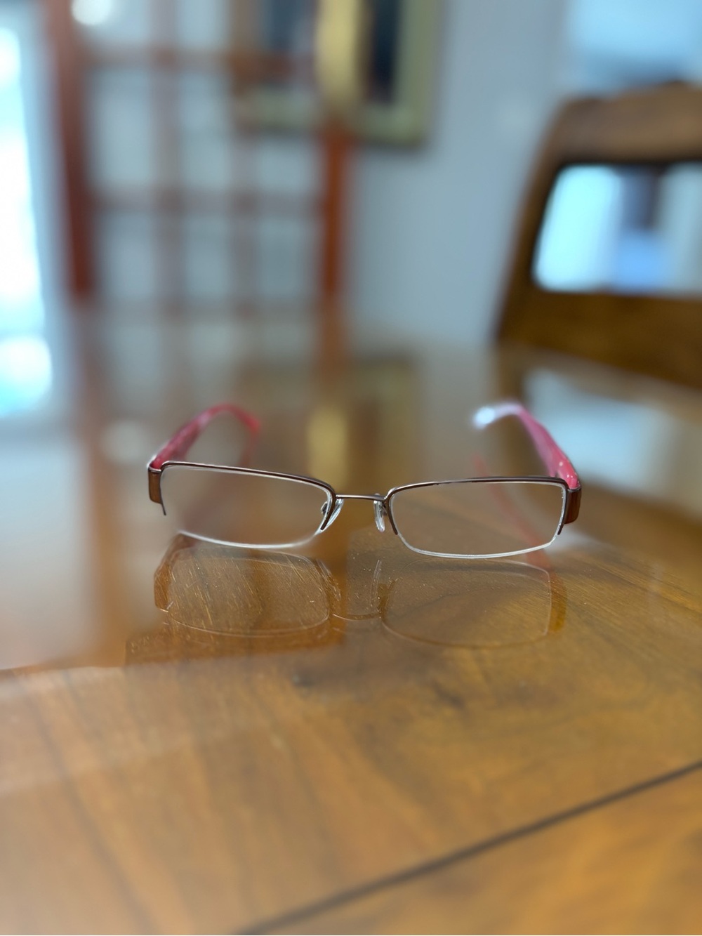 Bulgari Eyeglasses. Slim Rectangular Glasses Pink Temples.  Authentic designer.